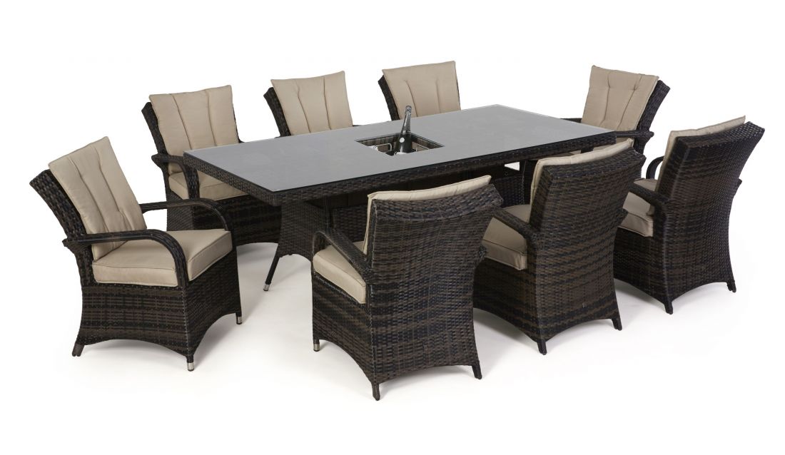 Maze Rattan Texas 8 Seat Rectangular Dining Set With Ice