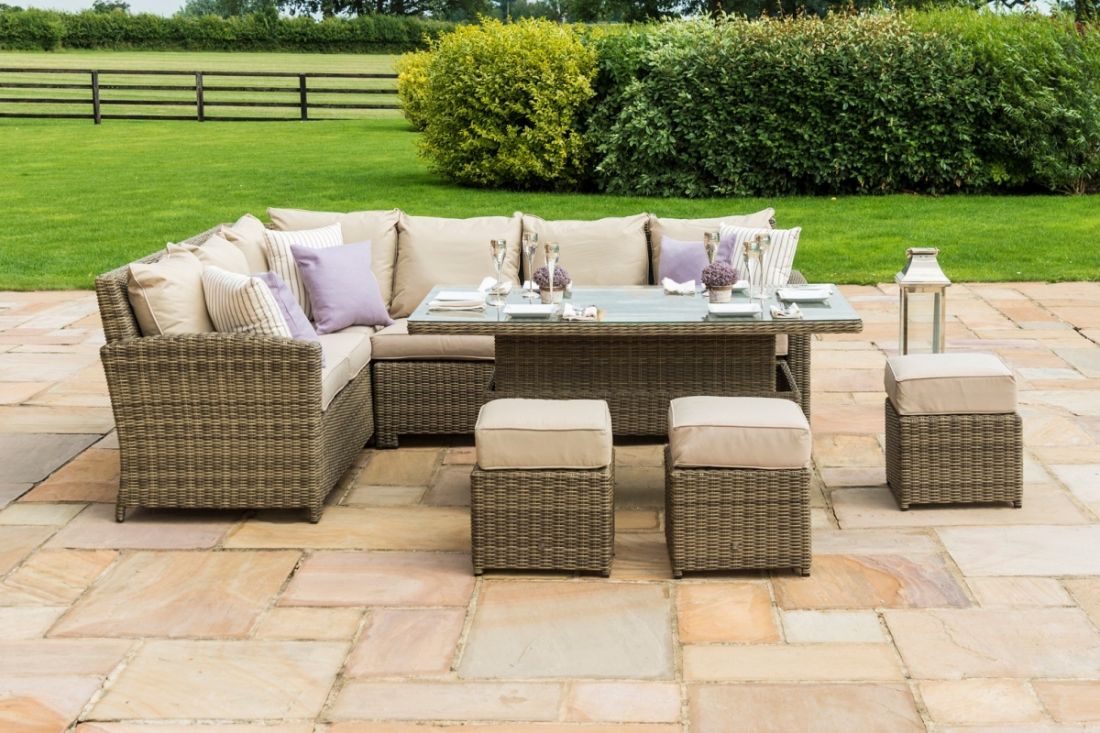 Maze rattan venice shop corner dining set